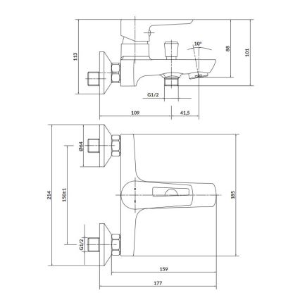 Cersanit S951-008 - Badewannenarmatur MILLE weiß/glänzendes Chrom