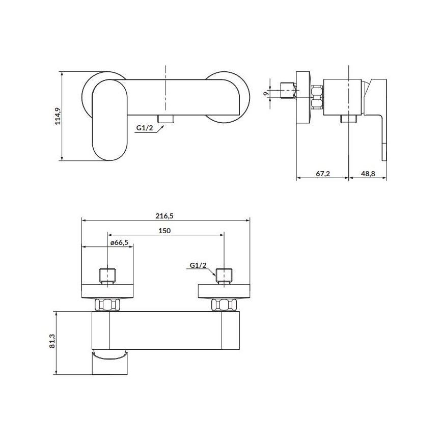 Cersanit S951-319 - Duscharmatur CREA glänzendes Chrom