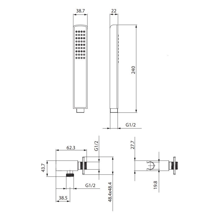 Cersanit S951-522 - Dusch-Set MILLE glänzendes Chrom