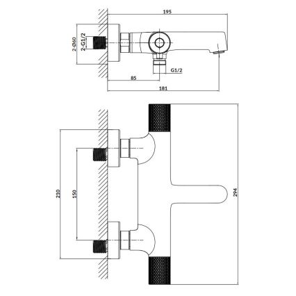 Cersanit S951-566 - Thermostat-Badarmatur ZEN schwarz