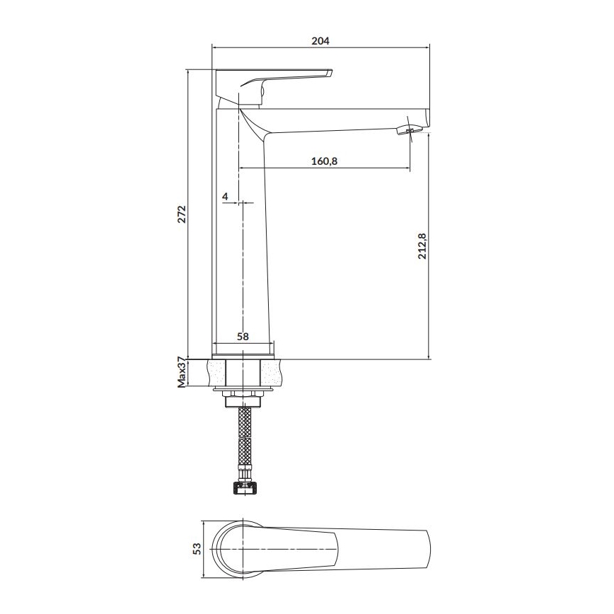 Cersanit S951-585 - Waschtischarmatur MODUO 27,2 cm schwarz