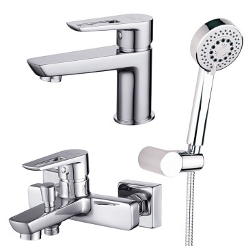 Cersanit S952-003 - Badewannen-Set mit Armatur + Waschbeckenarmatur MILLE glänzendes Chrom