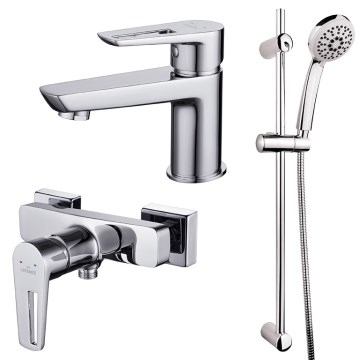 Cersanit S952-004 - Dusch-Set mit Armatur + Waschbeckenarmatur MILLE glänzendes Chrom