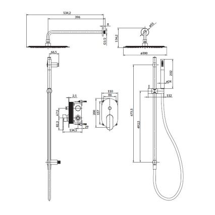 Cersanit S952-008 - Dusch-Set mit Unterputz-Armatur CREA glänzendes Chrom