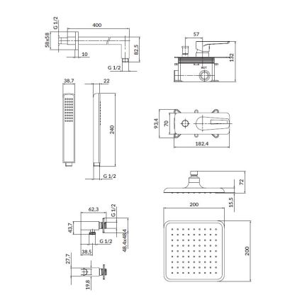 Cersanit S952-012 - Dusch-Set mit Unterputz-Armatur MILLE glänzendes Chrom