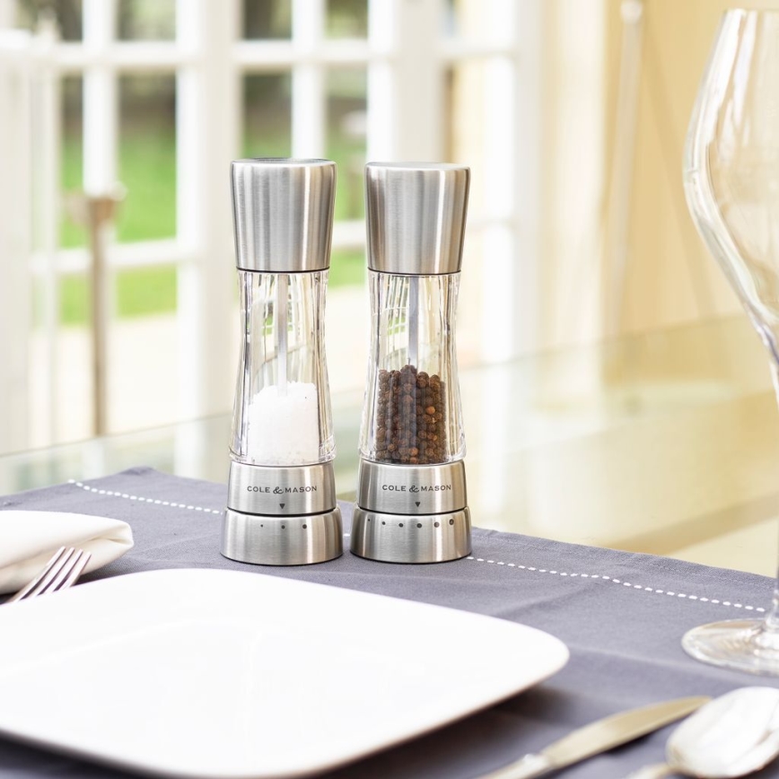 Cole&Mason - Salz- und Pfeffermühlen-Set DERWENT, 2 Stück, 19 cm, glänzender Chrom