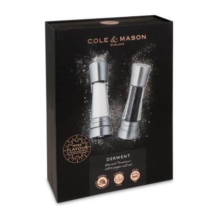 Cole&Mason - Salz- und Pfeffermühlen-Set DERWENT, 2 Stück, 19 cm, glänzender Chrom