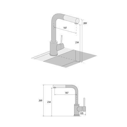 Concept BDG4527DG - Spültischarmatur mit ausziehbarer Brause, 26,9 cm, Granit/Dunkelgrau