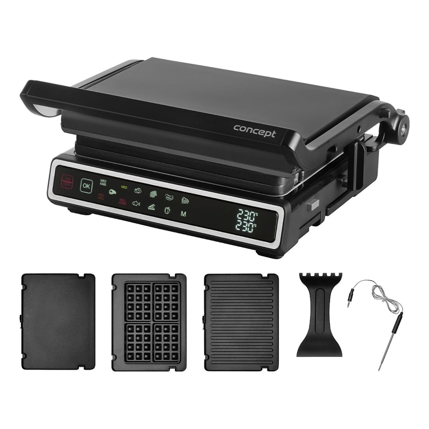 Concept ge3550 - Kontaktgrill mit Temperaturfühler 2000W/230V schwarz