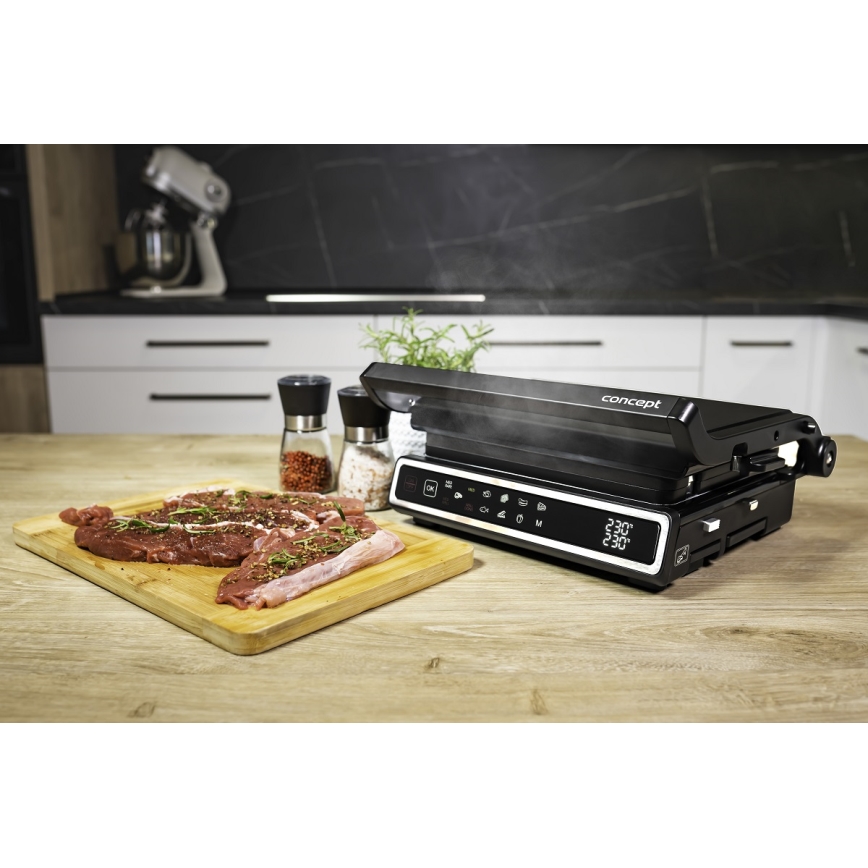 Concept ge3550 - Kontaktgrill mit Temperaturfühler 2000W/230V schwarz