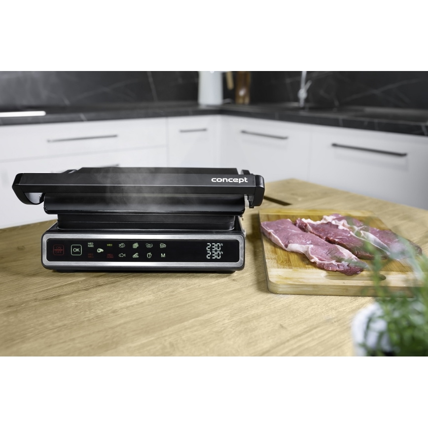 Concept ge3550 - Kontaktgrill mit Temperaturfühler 2000W/230V schwarz