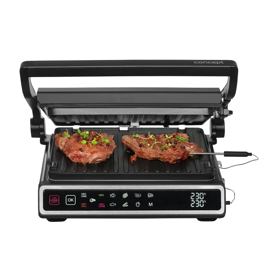 Concept ge3550 - Kontaktgrill mit Temperaturfühler 2000W/230V schwarz