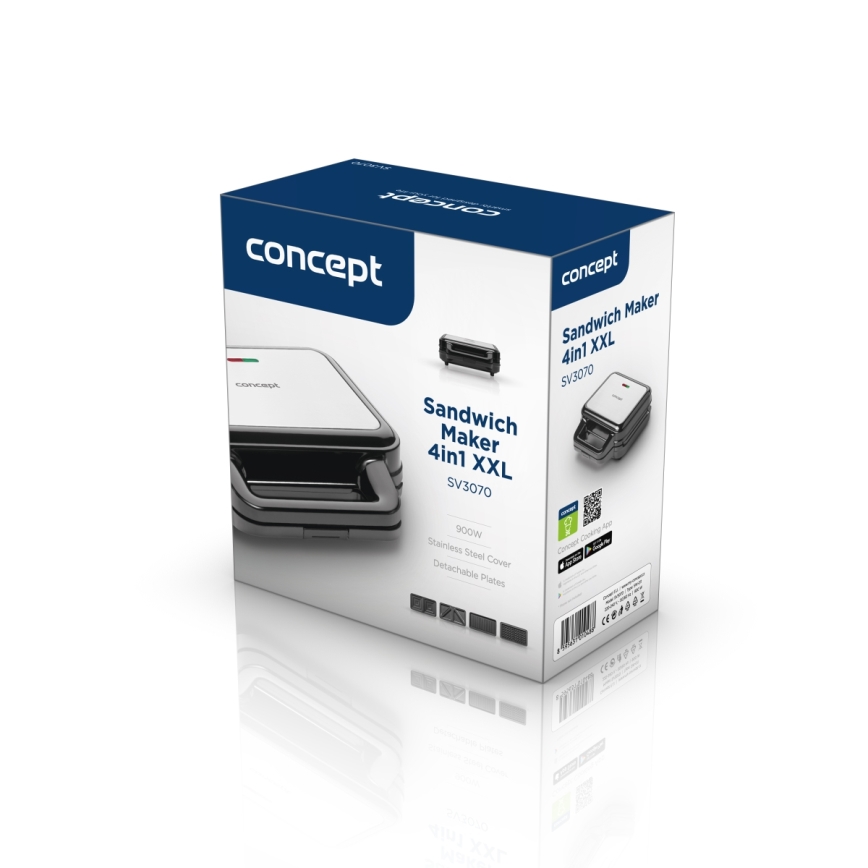 Concept SV3070 - XXL 4-in-1 Toaster 900W/230V Schwarz/Edelstahl