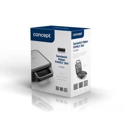 Concept SV3080 - Toaster FAMILY 3in1 1200W/230V schwarz/Edelstahl