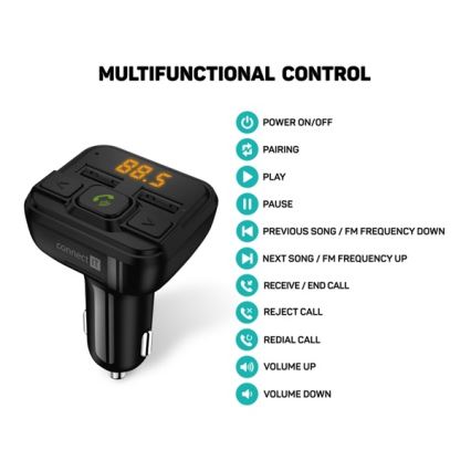 CONNECT IT CCC-8600-BK - FM-Sender fürs Auto mit Freisprechfunktion, schwarz