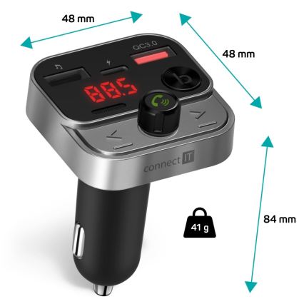 CONNECT IT CCC-8900-AN - FM-Sender fürs Auto mit Freisprechfunktion schwarz/silber