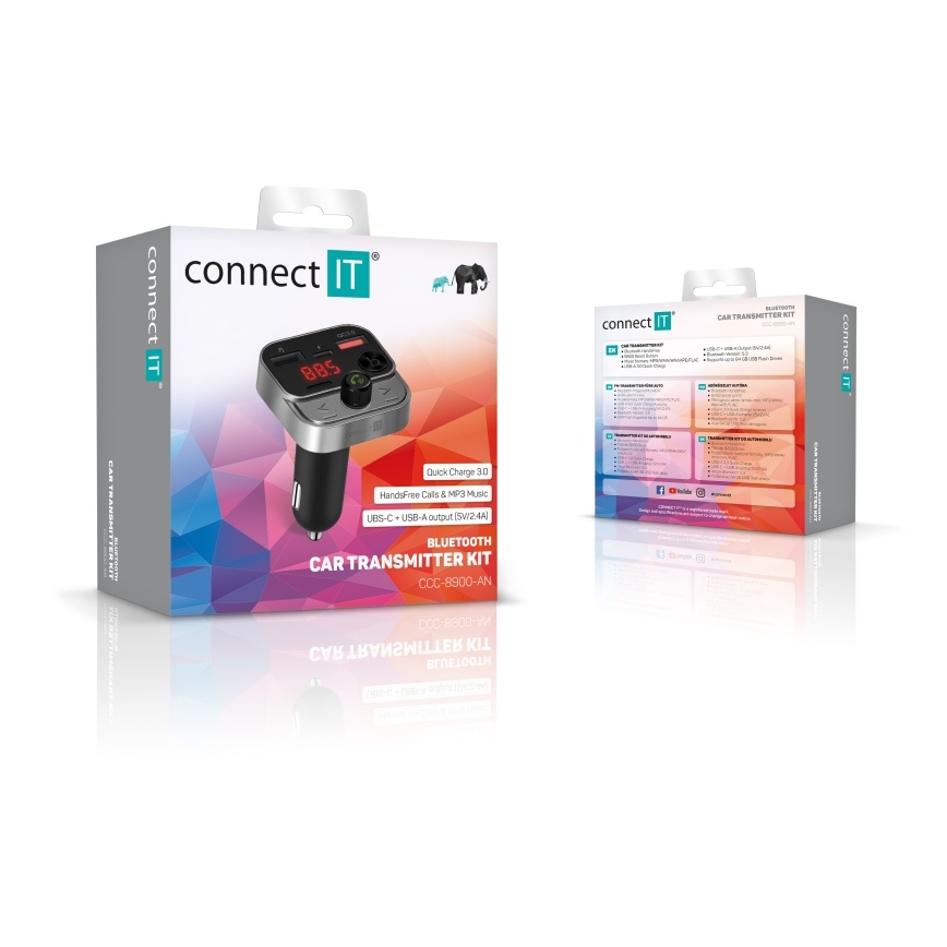 CONNECT IT CCC-8900-AN - FM-Sender fürs Auto mit Freisprechfunktion schwarz/silber