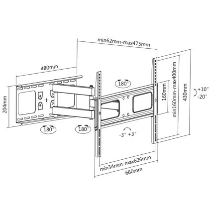 CONNECT IT CI-786 - Wandhalterung für TV 37-70” schwarz