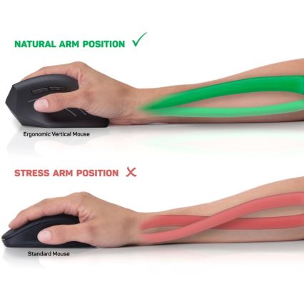 CONNECT IT CMO-2500-BK - Ergonomische, kabelgebundene Vertikalmaus Verti Wire, 1000/1600 DPI, schwarz