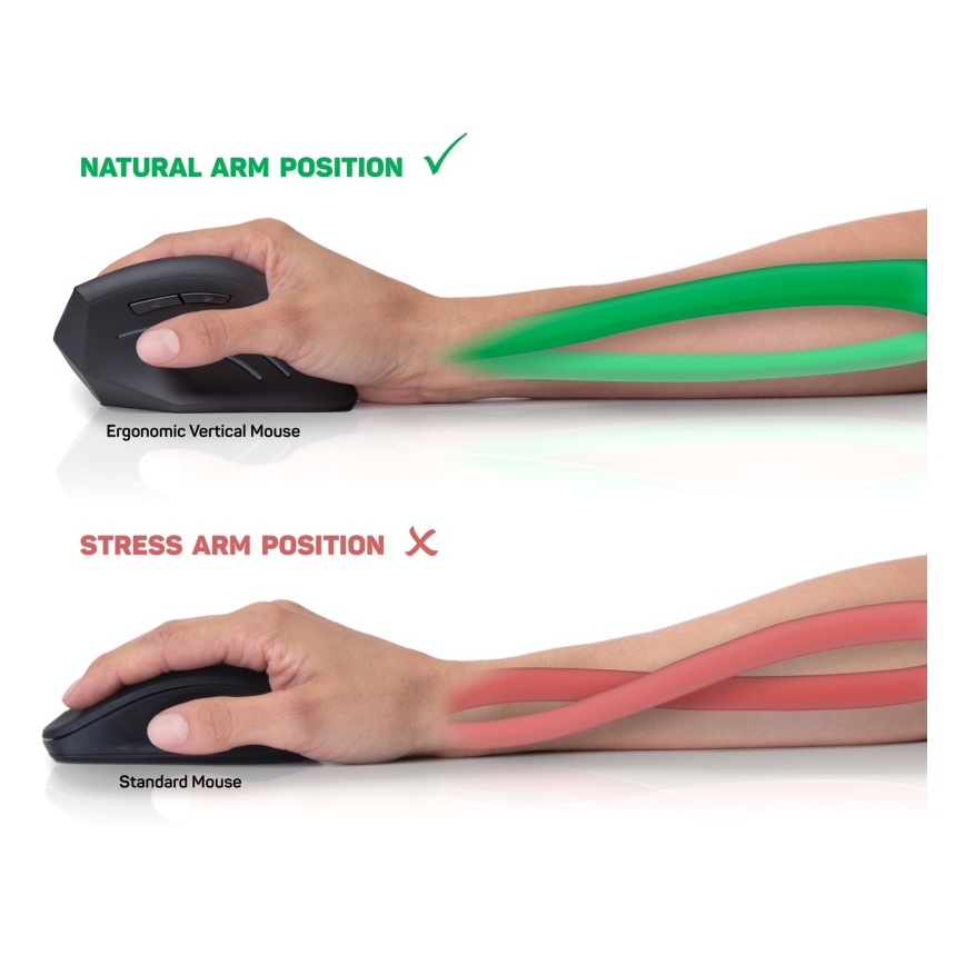 CONNECT IT CMO-2500-BK - Ergonomische, kabelgebundene Vertikalmaus Verti Wire, 1000/1600 DPI, schwarz