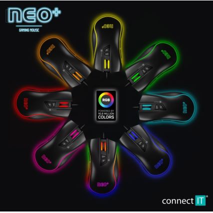 CONNECT IT CMO-3591-BK - LED RGB Kabelgebundene Gaming-Maus 500-7200 DPI schwarz