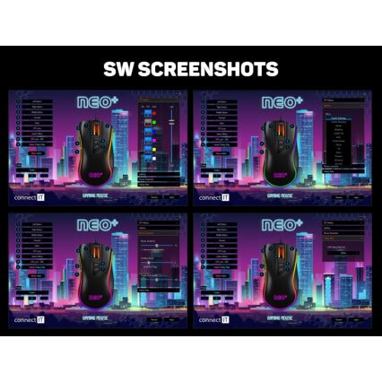 CONNECT IT CMO-3591-BK - LED RGB Kabelgebundene Gaming-Maus 500-7200 DPI schwarz