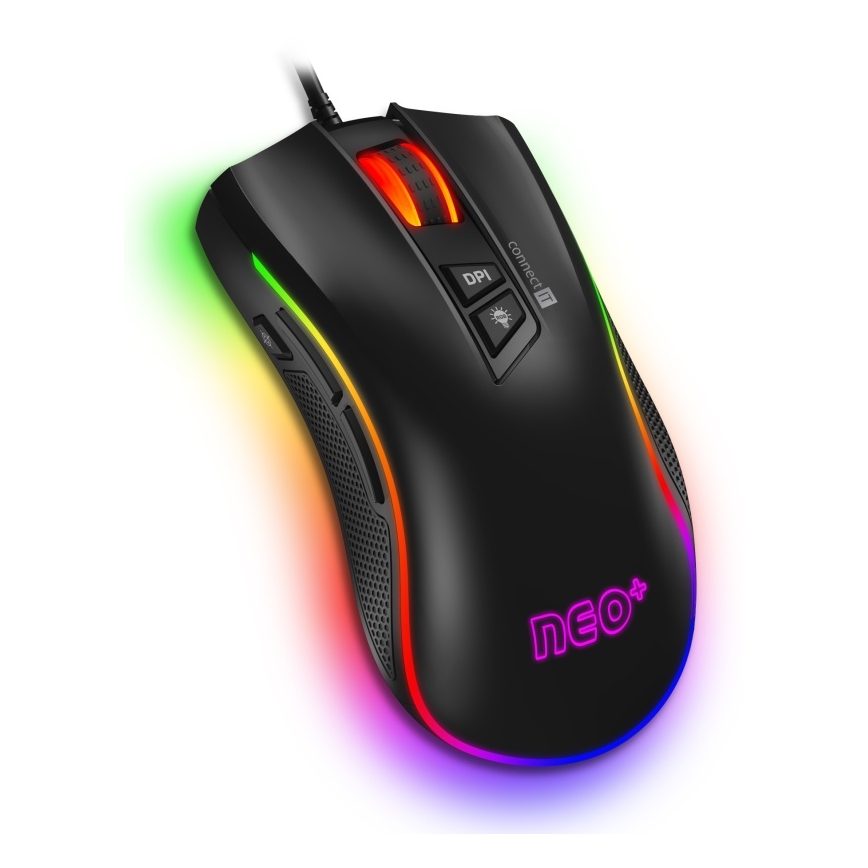 CONNECT IT CMO-3591-BK - LED RGB Kabelgebundene Gaming-Maus 500-7200 DPI schwarz