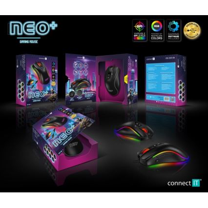 CONNECT IT CMO-3591-BK - LED RGB Kabelgebundene Gaming-Maus 500-7200 DPI schwarz