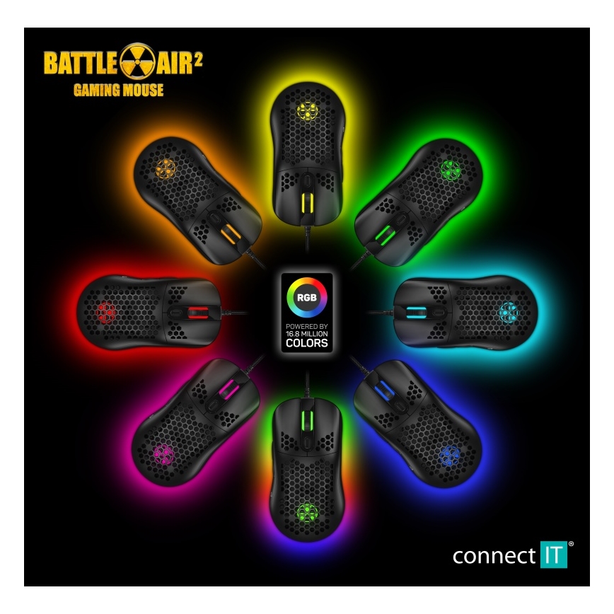 CONNECT IT CMO-5511-BK - LED RGB Kabelgebundene Gaming-Maus 200-12800 DPI schwarz