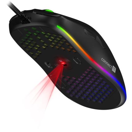 CONNECT IT CMO-5511-BK - LED RGB Kabelgebundene Gaming-Maus 200-12800 DPI schwarz