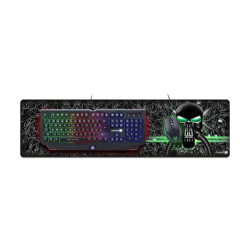 CONNECT IT CMP-1110-LG - Maus- und Tastaturunterlage 88,6x24,5 cm schwarz/grün