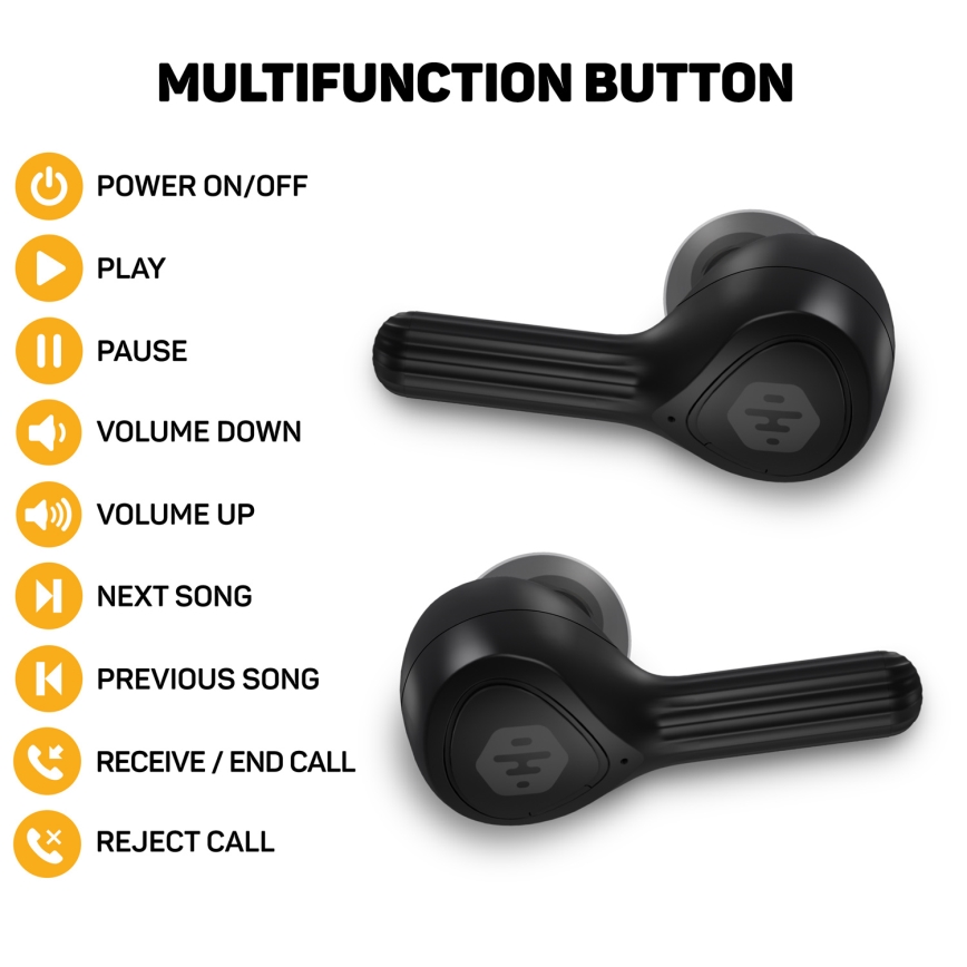 CONNECT IT HEP-5300-BK - Kabellose Kopfhörer mit Mikrofon 300 mAh + 2x 35 mAh schwarz