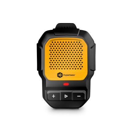 CONNECT IT HSP-1010-BK - ClipBEAT kabelloser Lautsprecher mit integriertem Mikrofon, 2 W/5 V, 560 mAh, IPX7, schwarz/gelb