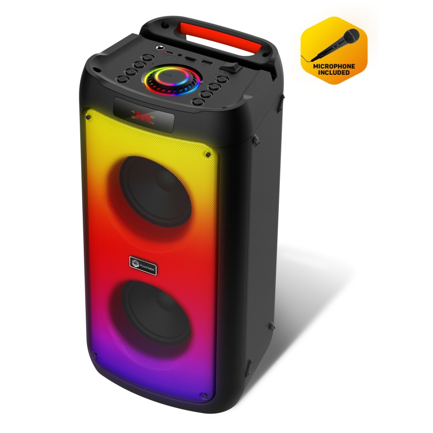 CONNECT IT HSP-3050-BK - LED kabelloser Lautsprecher mit Mikrofon 60W/5V 4500 mAh schwarz + Fernbedienung