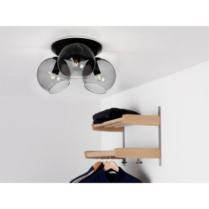 Cottex - Deckenleuchte CAPELLA 3xE14/40W/230V Ø 37 cm rauchgrau/schwarz