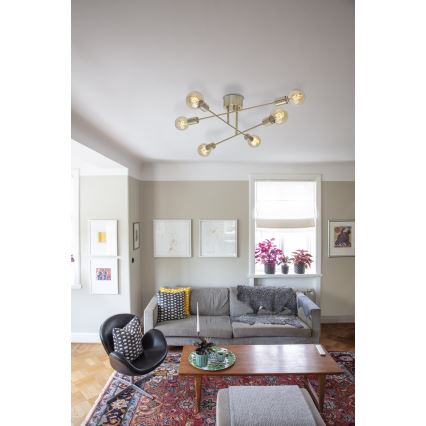 Cottex - Aufbau-Kronleuchter BATON 6xE27/60W/230V Messing