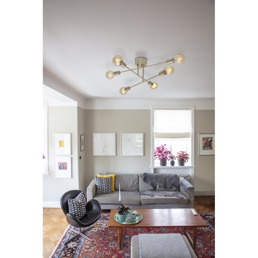 Cottex - Aufbau-Kronleuchter BATON 6xE27/60W/230V Messing