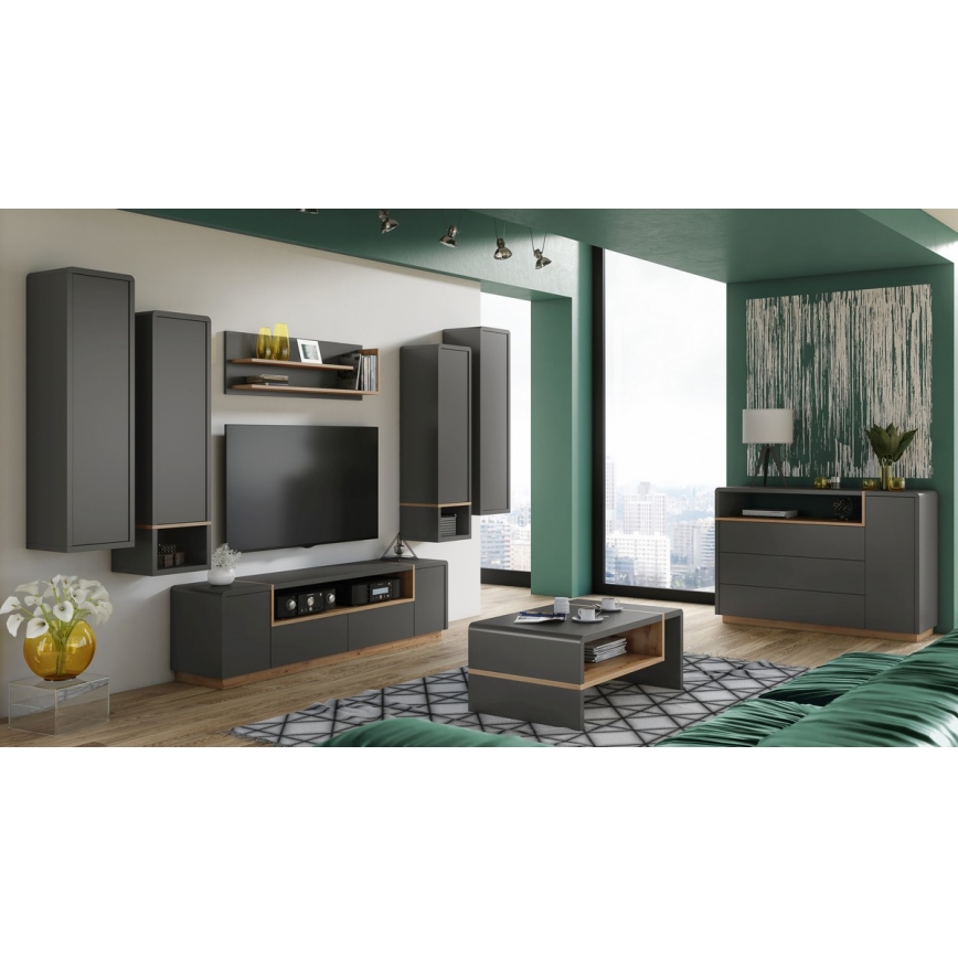 Couchtisch FRED Anthrazit/Eiche Artisan