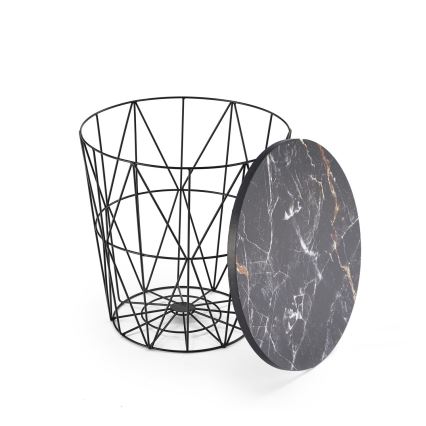 Couchtisch HARISSA 41x42 cm Schwarz/Schwarzes Marmor-Dekor