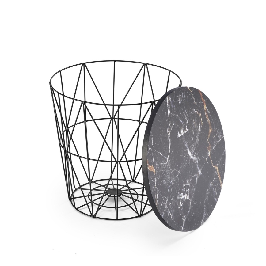 Couchtisch HARISSA 41x42 cm Schwarz/Schwarzes Marmor-Dekor