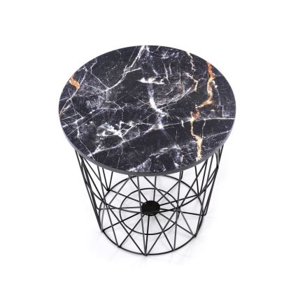 Couchtisch HARISSA 41x42 cm Schwarz/Schwarzes Marmor-Dekor