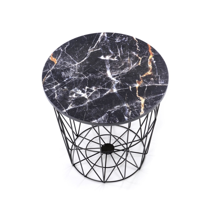 Couchtisch HARISSA 41x42 cm Schwarz/Schwarzes Marmor-Dekor