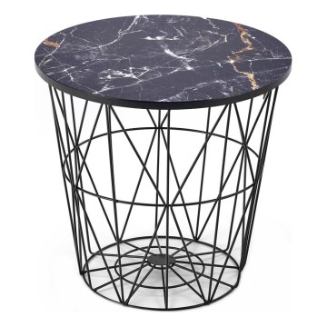 Couchtisch HARISSA 41x42 cm Schwarz/Schwarzes Marmor-Dekor