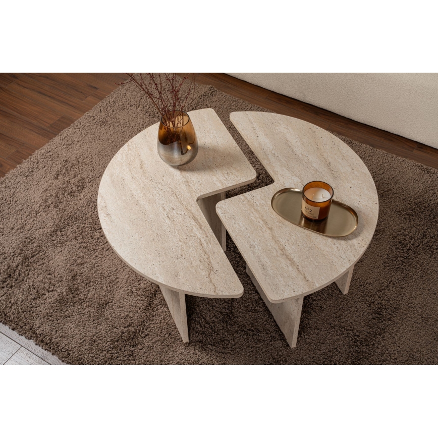 Couchtisch LUVIA, Marmor-Dekor, Beige