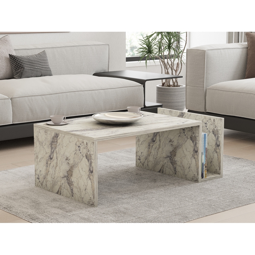 Couchtisch MONEL, Marmor-Dekor, Grau