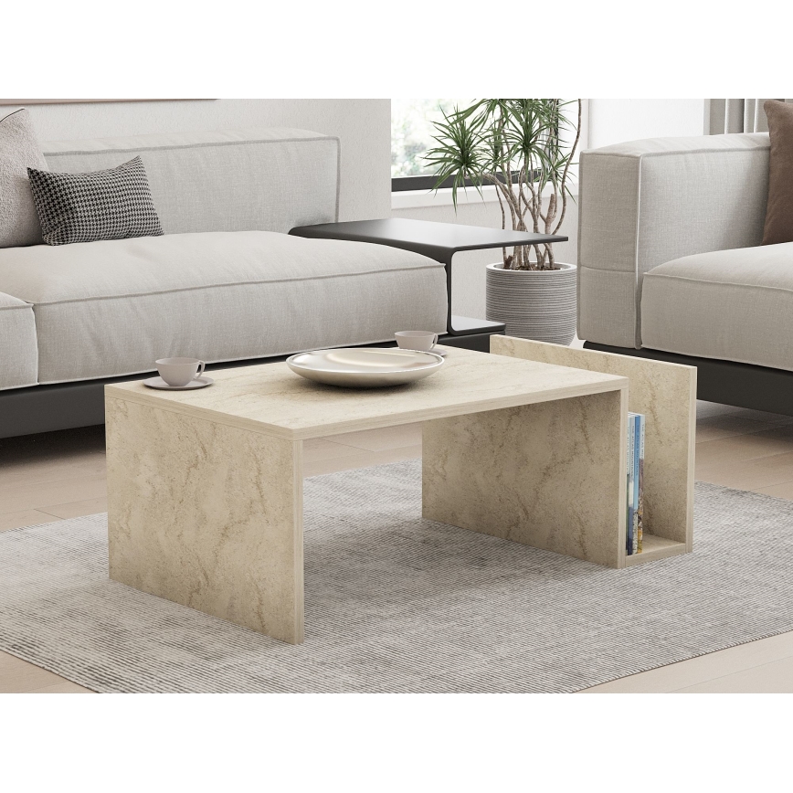 Couchtisch MONEL, Marmordekor, Beige
