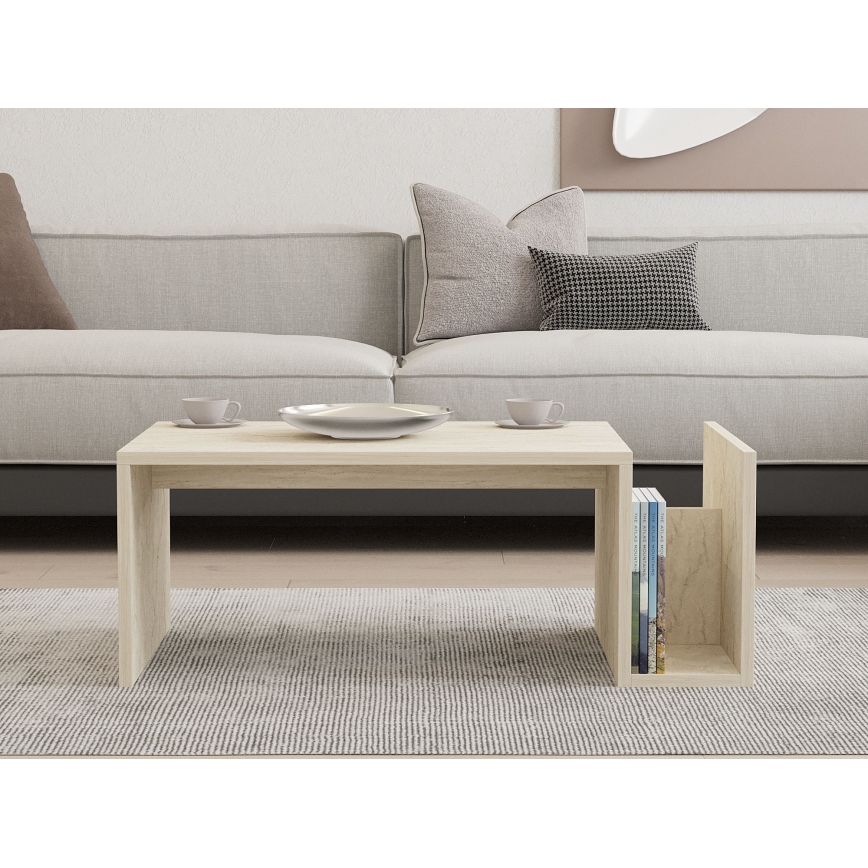 Couchtisch MONEL, Marmordekor, Beige