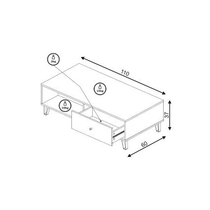 Couchtisch SULA Craft-Eiche/Schwarz