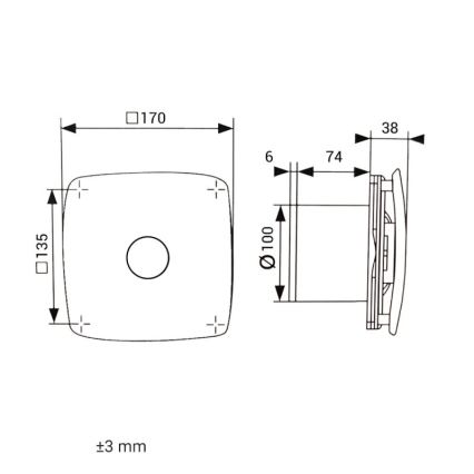Dalap 41093zw - Axiallüfter mit Zeitschaltuhr 100 ONYX ZW 14W/230V