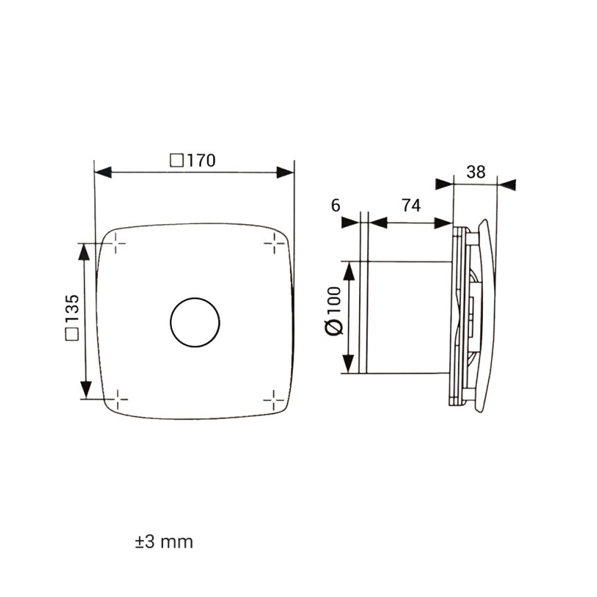 Dalap 41093zw - Axiallüfter mit Zeitschaltuhr 100 ONYX ZW 14W/230V